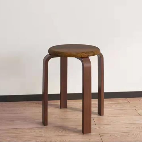 Multifunktionaler Klapptisch, Stapelbarer Holzhocker, 2er-Set runder Hocker aus Massivholz, tragbare Barhocker mit rutschfester Filzunterlage, moderner, schlichter Thekenstuhl ohne Rückenlehne for Ess von GNYVZXPLQ