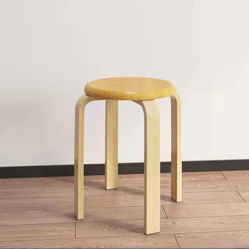 Multifunktionaler Klapptisch, Stapelbarer Holzhocker, 2er-Set runder Hocker aus Massivholz, tragbare Barhocker mit rutschfester Filzunterlage, moderner, schlichter Thekenstuhl ohne Rückenlehne for Ess Multifunktionaler Klapptisch, Stapelbarer Holzhocker, 2er-Set runder Hocker aus Massivholz, tragbare Barhocker mit rutschfester Filzunterlage, moderner, schlichter Thekenstuhl ohne Rückenlehne for Ess von GNYVZXPLQ