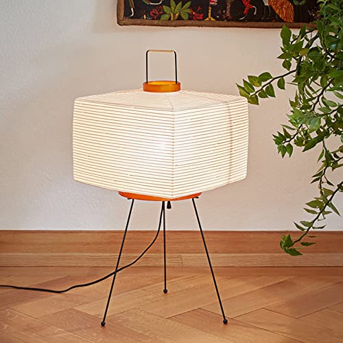 Multifunktionaler Klapptisch, Weiße Papier-Stehlampe, japanische Laternen-Stehlampe, handgefertigte Papierlampenkörper-Reispapier-Stehlampe mit Chrom-Nachttisch-Schreibtischlampe for Schlafzimmer, Kin von GNYVZXPLQ