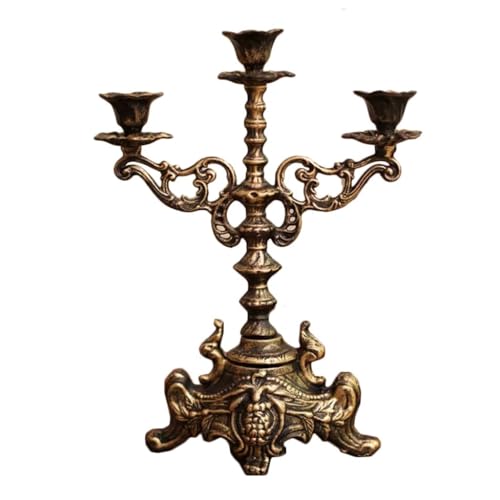 GNbow Dekorativer Kerzenhalter aus Metall, 3-armige Kerzenhalter for Stumpenkerzen, Kandelaber-Dekoration for Hochzeit, Abendessen, Party von GNbow