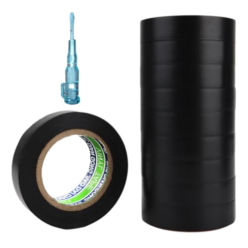 10er-Pack Selbstklebendes PVC-Isolierband Mit Spannungsprüfer – Insgesamt 16 Fuß X 10 Zoll (Schwarz/Rot/Gelb), Wasserdichtes Und Flammhemmendes Isolierband Zur Reparatur Und Abdichtung(Black) von GO BEYOND YOURSEIF