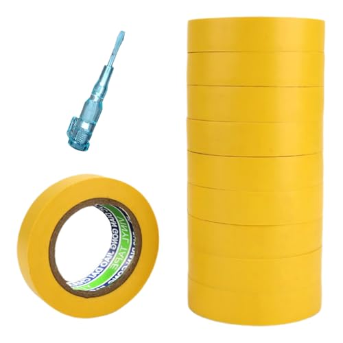 10er-Pack Selbstklebendes PVC-Isolierband Mit Spannungsprüfer – Insgesamt 16 Fuß X 10 Zoll (Schwarz/Rot/Gelb), Wasserdichtes Und Flammhemmendes Isolierband Zur Reparatur Und Abdichtung(Gelb) von GO BEYOND YOURSEIF
