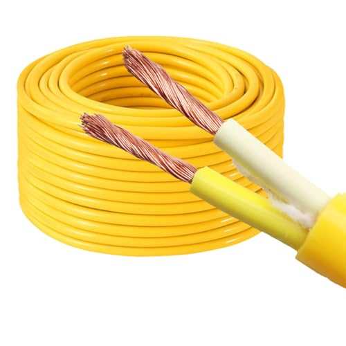 2-adriges Verlängerungskabel Mit Stecker Und Buchse, 1,5 Mm²/2,5 Mm²/4 Mm², Wasserdichtes PVC-Kabel For Den Außenbereich Mit Staubkappe Und Kabelclips, Gelb/Schwarz(Yellow,16FT_2C-2.5MM2) von GO BEYOND YOURSEIF