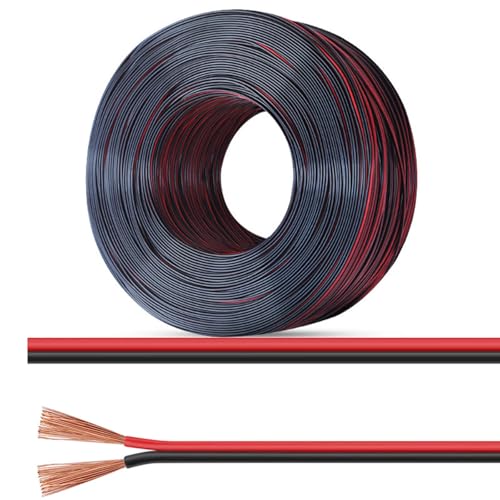 200 Fuß Rot-schwarzes Paralleles Stromkabel (14 AWG – 22 AWG) – Weicher Elektrodraht,Niederspannungs-PVC-Ummantelung, UL-Zertifizierung For LED-Lichtstreifen, Elektronikprojekte(200ft,22AWG) von GO BEYOND YOURSEIF