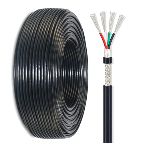 22 AWG 22/4 4-adriges Geschirmtes Kabel, CNC-Kabel (60 Fuß), UL2464, Verzinnter Kupferkern, 22 Gauge-Kabel, Lautsprecherkabel For CNC-Fräsmaschinen, CNC-VFD-Spindeln(300ft,4c-26AWG) von GO BEYOND YOURSEIF
