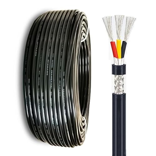 28 Gauge 3 Leiter 100/200 Fuß Geschirmter Draht UL Geflochtenes Verzinntes Kupferkern-PVC-Kabel Niederspannungskabel For Übertragungssignale Und Medizinische Gerät(100ft,3C-16AWG) von GO BEYOND YOURSEIF