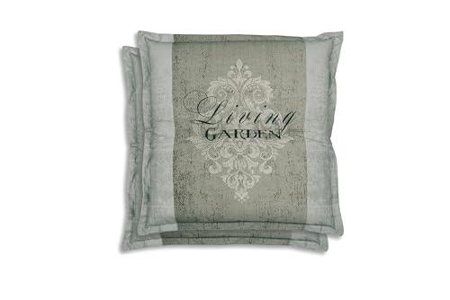 GO-DE Textil Bequeme und attraktive Polsterauflagen für Gartenstühle und Hocker (2er-Set, Wappen Living Garden Beige, Hockerauflage) von GO-DE Textil