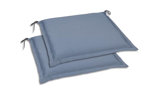 GO-DE Textil Bequeme und attraktive Polsterauflagen für Hochlehner-, Mittellehner- und Niederlehner-Gartenstühle, Sitzkissen (Einzelset, Uni Blau, Sitzkissen Dora Gartenstühle) von GO-DE Textil