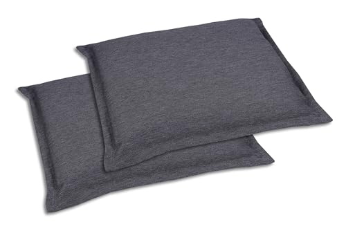 GO-DE Textil Bequeme und attraktive Polsterauflagen für Hochlehner-, Mittellehner- und Niederlehner-Gartenstühle (2er-Set, Uni Anthrazit, Hockerauflage) von GO-DE Textil
