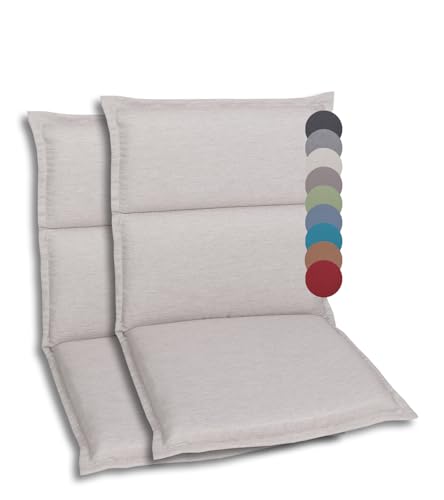 GO-DE Textil Bequeme und attraktive Polsterauflagen für Hochlehner-, Mittellehner- und Niederlehner-Gartenstühle (2er-Set, Uni Beige, Niederlehner) von GO-DE Textil