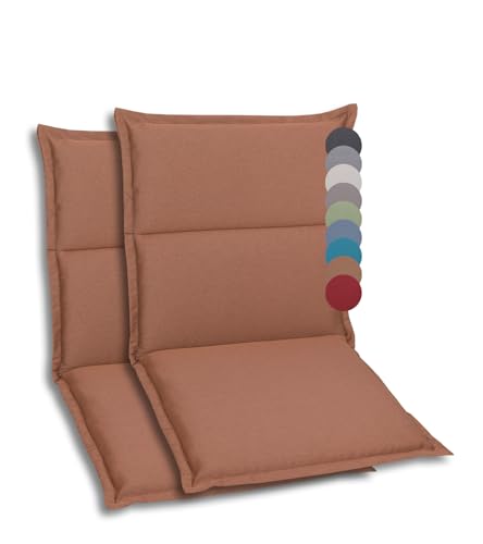 GO-DE Textil Bequeme und attraktive Polsterauflagen für Hochlehner-, Mittellehner- und Niederlehner-Gartenstühle (2er-Set, Uni Braun, Hochlehner) von GO-DE Textil