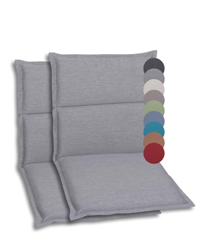 GO-DE Textil - Bequeme und attraktive Polsterauflagen für Hochlehner-, Mittellehner- und Niederlehner-Gartenstühle (2er-Set, Uni-Grau, Niederlehner) von GO-DE Textil
