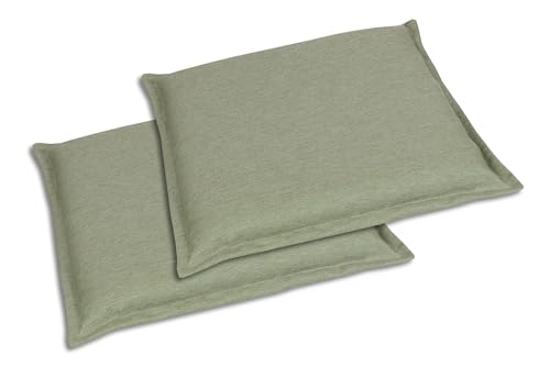 GO-DE Textil Bequeme und attraktive Polsterauflagen für Hochlehner-, Mittellehner- und Niederlehner-Gartenstühle (2er-Set, Uni Grün, Hockerauflage) von GO-DE Textil