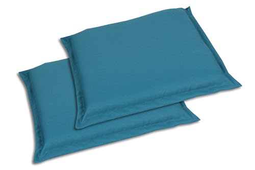 GO-DE Textil Bequeme und attraktive Polsterauflagen für Hochlehner-, Mittellehner- und Niederlehner-Gartenstühle (2er-Set, Uni Petrol, Hockerauflage) von GO-DE Textil