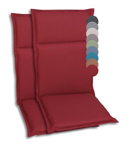 GO-DE Textil Bequeme und attraktive Polsterauflagen für Hochlehner-, Mittellehner- und Niederlehner-Gartenstühle (2er-Set, Uni Rot, Hochlehner) von GO-DE Textil