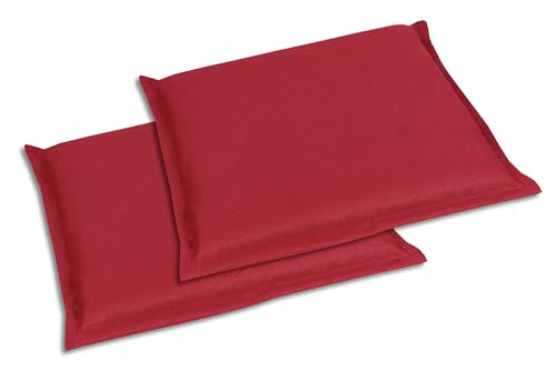 GO-DE Textil Bequeme und attraktive Polsterauflagen für Hochlehner-, Mittellehner- und Niederlehner-Gartenstühle (2er-Set, Uni Rot, Hockerauflage) von GO-DE Textil