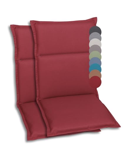 GO-DE Textil Bequeme und attraktive Polsterauflagen für Hochlehner-, Mittellehner- und Niederlehner-Gartenstühle (2er-Set, Uni Rot, Mittellehner) von GO-DE Textil