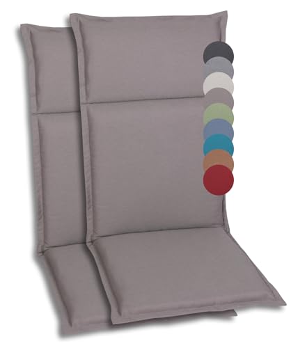 GO-DE Textil Bequeme und attraktive Polsterauflagen für Hochlehner-, Mittellehner- und Niederlehner-Gartenstühle (2er-Set, Uni Taupe, Hochlehner) von GO-DE Textil