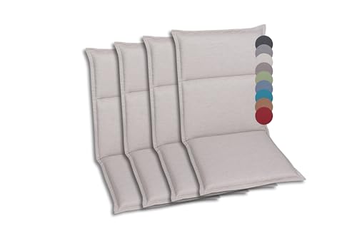 GO-DE Textil Bequeme und attraktive Polsterauflagen für Hochlehner-, Mittellehner- und Niederlehner-Gartenstühle (4er-Set, Uni Beige, Mittellehner) von GO-DE Textil