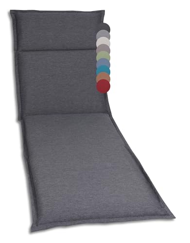 GO-DE Textil Bequeme und attraktive Polsterauflagen für Hochlehner-, Mittellehner- und Niederlehner-Gartenstühle (Einzelset, Uni Anthrazit, Liegenauflage) von GO-DE Textil