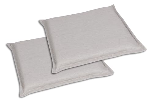 GO-DE Textil Bequeme und attraktive Polsterauflagen für Hochlehner-, Mittellehner- und Niederlehner-Gartenstühle in vielfältigen Dekorvariationen der Firma (2er-Set, Uni Beige, Hockerauflage) von GO-DE Textil