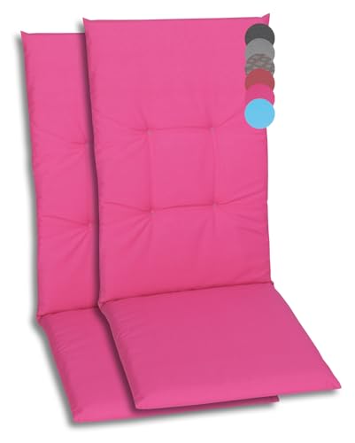GO-DE Textil Bequeme und attraktive Polsterauflagen für Hochlehner-Gartenstühle (2er-Set, Uni Pink, Hochlehner) von GO-DE Textil
