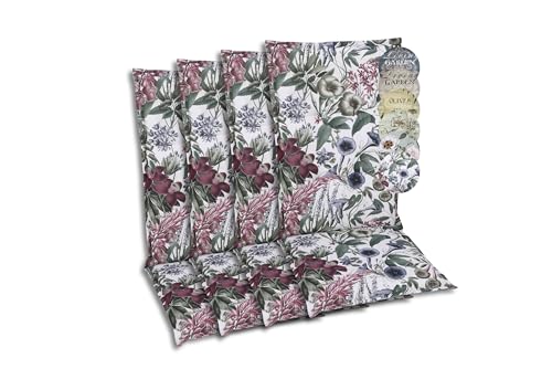 GO-DE Textil Bequeme und attraktive Polsterauflagen für Hochlehner-Gartenstühle (4er-Set, Floral Natur-Grün, Hochlehner) von GO-DE Textil