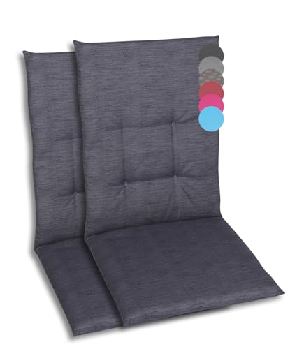 GO-DE Textil Bequeme und attraktive Polsterauflagen für Mittellehner-Gartenstühle (2er-Set, Uni Anthrazit, Mittellehner) von GO-DE Textil