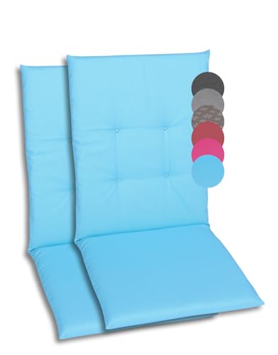 GO-DE Textil Bequeme und attraktive Polsterauflagen für Mittellehner-Gartenstühle (2er-Set, Uni Hellblau, Mittellehner) von GO-DE Textil