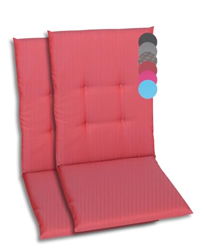 GO-DE Textil Bequeme und attraktive Polsterauflagen für Mittellehner-Gartenstühle (2er-Set, Uni Rot, Mittellehner) von GO-DE Textil