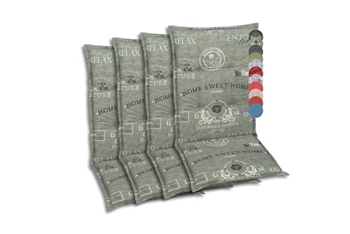 GO-DE Textil Bequeme und attraktive Polsterauflagen für Mittellehner-Gartenstühle (4er-Set, Design: Stempel Hellgrau) von GO-DE Textil