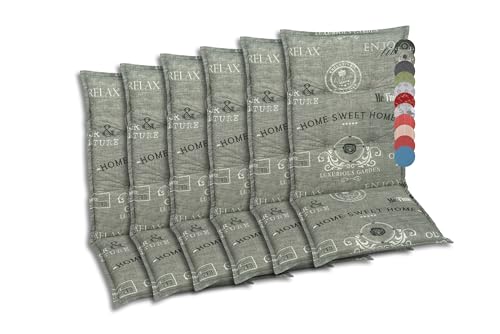 GO-DE Textil Bequeme und attraktive Polsterauflagen für Mittellehner-Gartenstühle (6er-Set, Design: Stempel Hellgrau) von GO-DE Textil