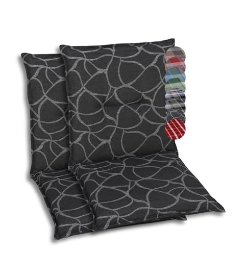 GO-DE Textil Bequeme und attraktive Polsterauflagen für Niederlehner-Gartenstühle (2er-Set, Art Anthrazit, Niederlehner) von GO-DE Textil