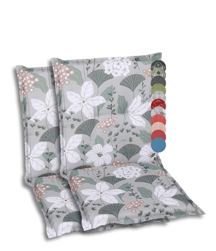 GO-DE Textil Bequeme und attraktive Polsterauflagen für Niederlehner-Gartenstühle (2er-Set, Design: Ginkgoblatt Grün) von GO-DE Textil
