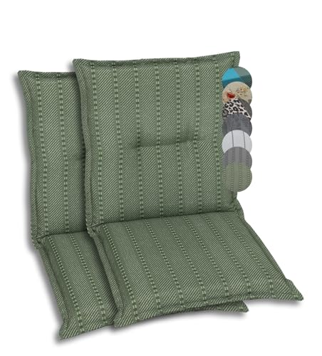 GO-DE Textil Bequeme und attraktive Polsterauflagen für Niederlehner-Gartenstühle (2er-Set, Streifen Grün, Niederlehner) von GO-DE Textil