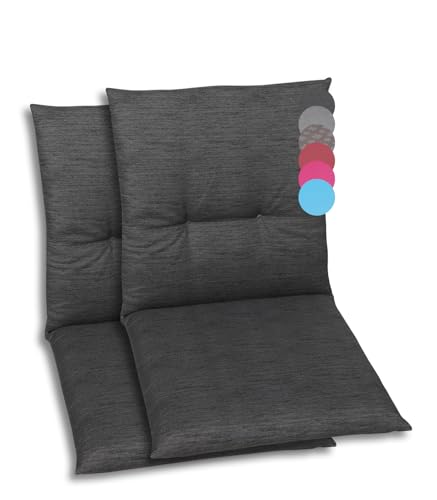 GO-DE Textil Bequeme und attraktive Polsterauflagen für Niederlehner-Gartenstühle (2er-Set, Uni Anthrazit, Niederlehner) von GO-DE Textil