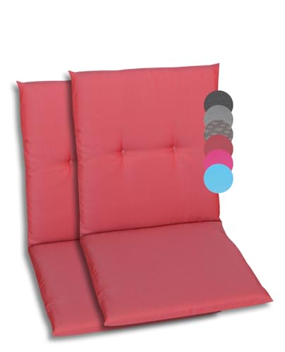 GO-DE Textil Bequeme und attraktive Polsterauflagen für Niederlehner-Gartenstühle (2er-Set, Uni Rot, Niederlehner) von GO-DE Textil