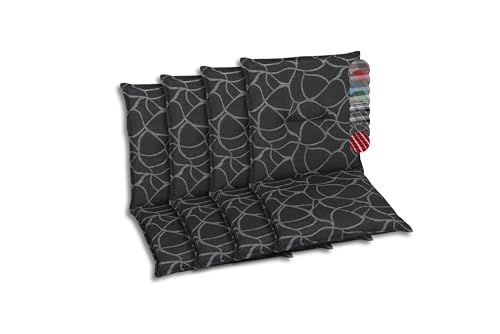GO-DE Textil Bequeme und attraktive Polsterauflagen für Niederlehner-Gartenstühle (4er-Set, Art Anthrazit, Niederlehner) von GO-DE Textil