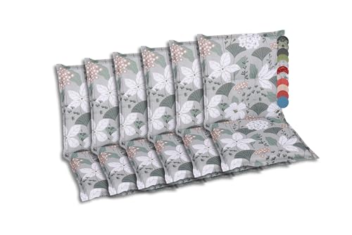 GO-DE Textil Bequeme und attraktive Polsterauflagen für Niederlehner-Gartenstühle (6er-Set, Design: Ginkgoblatt Grün) von GO-DE Textil