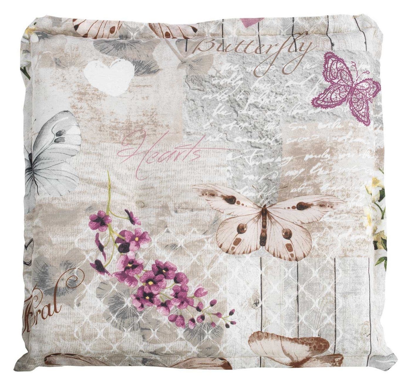 GO-DE Hockerauflage BUTTERFLY, B 50 x L 50 cm, Beige, Mischgewebe, (1 St), Sitzauflage für Hocker von GO-DE