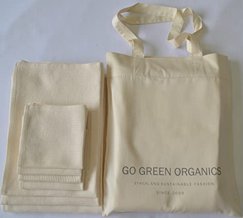 GO GREEN ORGANICS Badetuch-Set, Waffelmuster, Bio-Baumwolle, GOTS zertifiziert (Elfenbein) von GO GREEN ORGANICS