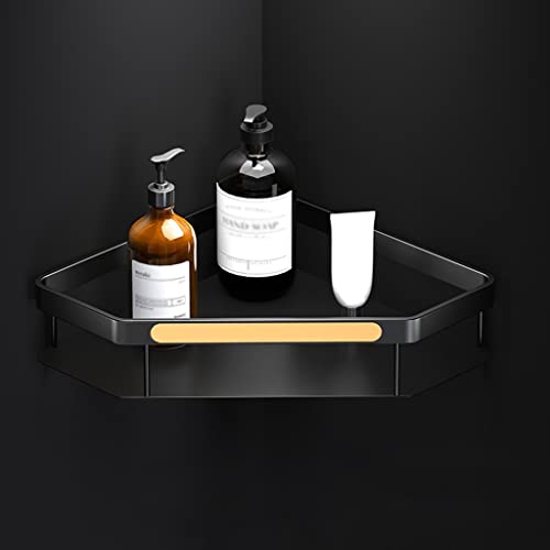 GOABXYEN Moderne Schwarze Gold -Badezimmerregale mit Klapptuchstange dreieckigem Korbspeicher und Wandmontage Ring Stylish Accessoires Kit für Nized Space (1 Schicht Backen XXZ von GOABXYEN
