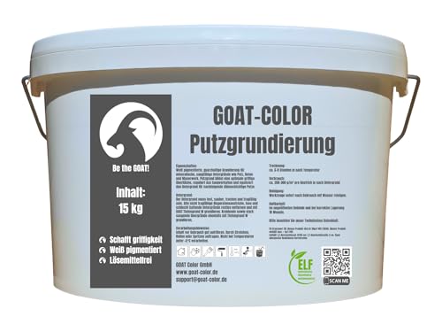 GOAT Color Putzgrundierung | Quarzgrund | Haftgrund Beton & Putz | Haftprimer | weiß matt | feine Körnung | Voranstrich | innen & außen (15kg) von GOAT Color