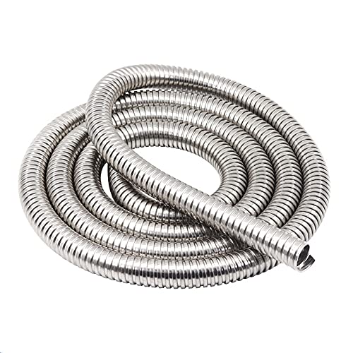 Kabelschlauch,Kabelschutz 1 stücke 1 Meter langer Länge Edelstahl 304 Metallrohr Gewindeschlauch Drahtkabel Flexible Rohrhülse Schutzschlauch (Size : ID 5mm x 1M) von GOBBIS