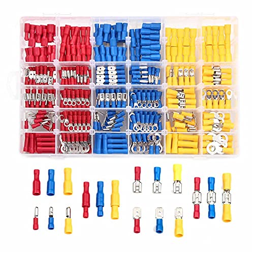 GOBBIS Kabelschuhe Set,Rohrkabelschuhe Set 1200/480/28. 0PCS. Isolierter Kabelstecker Elektrischer Draht Sortierte Crimp-Spaten-Butt-Ring-Gabel-Set Ring-Nasen Rolled Terminals Kit (Color : 1200PCS) von GOBBIS