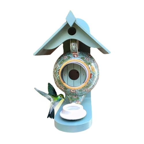 Kreative Vogelhaus Futterstation Keramik Teekanne Form Vogelnest Hängende Vogelfutterstation Geschenk für Kinder Rot (Blau) von GOBIWM