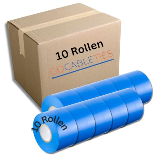 GOCABLETIES - Isolierband Blau - 10 Rollen - 50 mm x 33 m - strapazierfähiges, selbstklebendes Isolierband - zum Schutz, Bündeln und Reparieren von Kabeln von GOCABLETIES