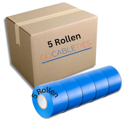 GOCABLETIES - Isolierband Blau - 5 Rollen - 50 mm x 33 m - strapazierfähiges, selbstklebendes Isolierband - zum Schutz, Bündeln und Reparieren von Kabeln von GOCABLETIES