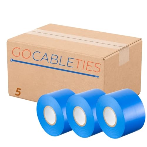 GOCABLETIES - Isolierband Blau - 5 Rollen - 50 mm x 33 m - strapazierfähiges, selbstklebendes Isolierband - zum Schutz, Bündeln und Reparieren von Kabeln von GOCABLETIES