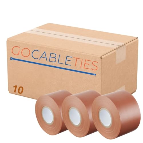 GOCABLETIES - Isolierband Braun - 10 Rollen - 50 mm x 33 m - strapazierfähiges, selbstklebendes Isolierband - zum Schutz, Bündeln und Reparieren von Kabeln von GOCABLETIES